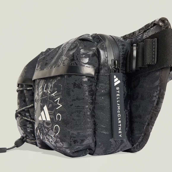 NWT ADIDAS by Stella McCartney BUMBAG SHINE crossbody bag black croc pattern OS - Picture 3 of 14